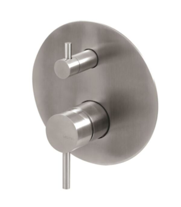 TIBER STEEL Miscelatore monocomando da incasso con deviatore vasca/doccia, completo di corpo incasso.